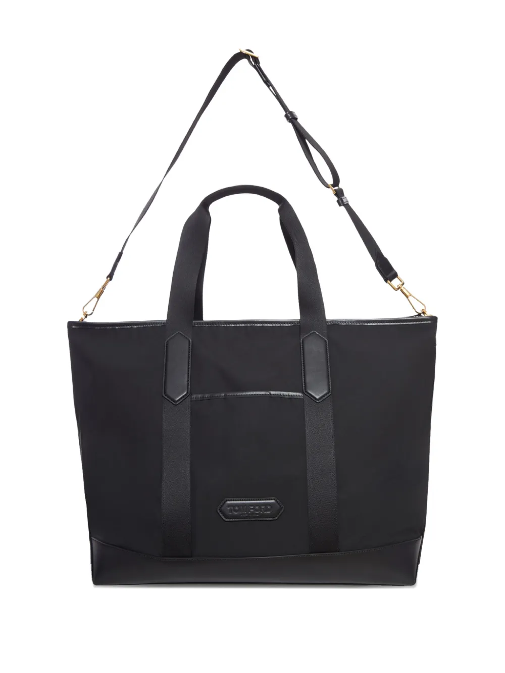 TOM FORD Shopper met leren afwerking Zwart