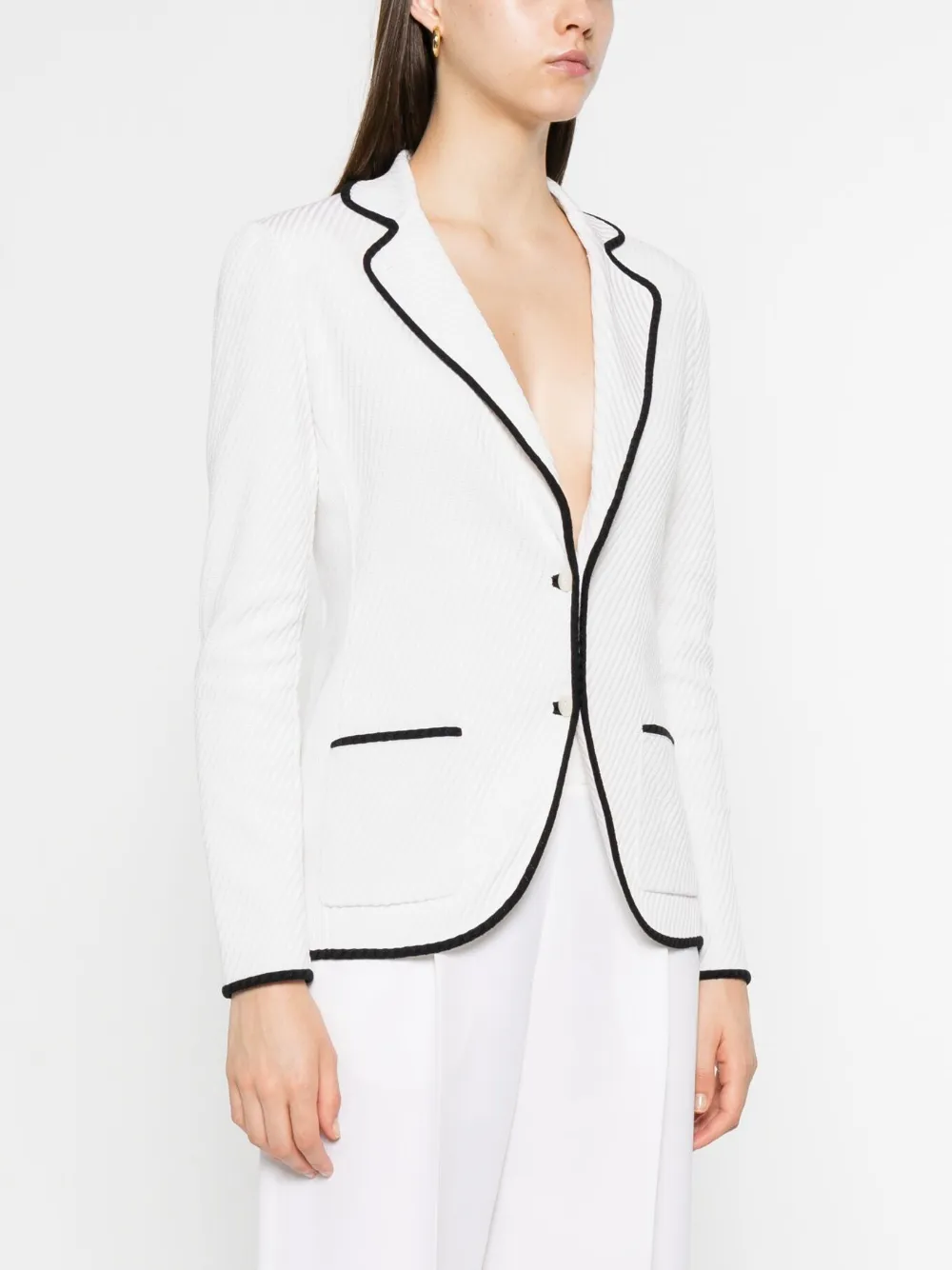 Giorgio Armani Blazer met geribbelde zoom Wit