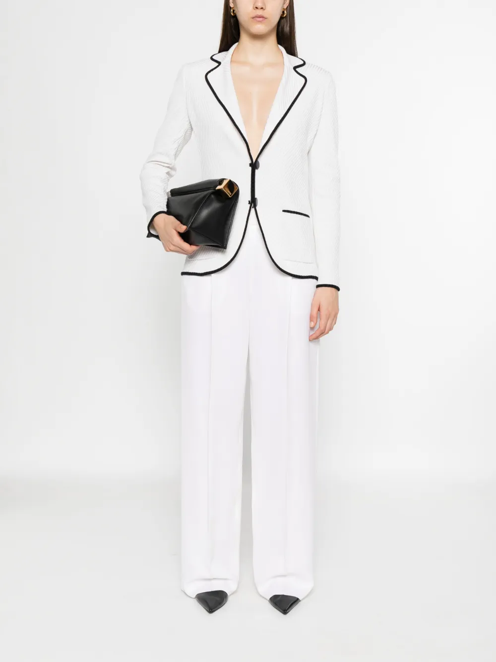 Giorgio Armani ribbed-trim blazer | Blazers | Image 2