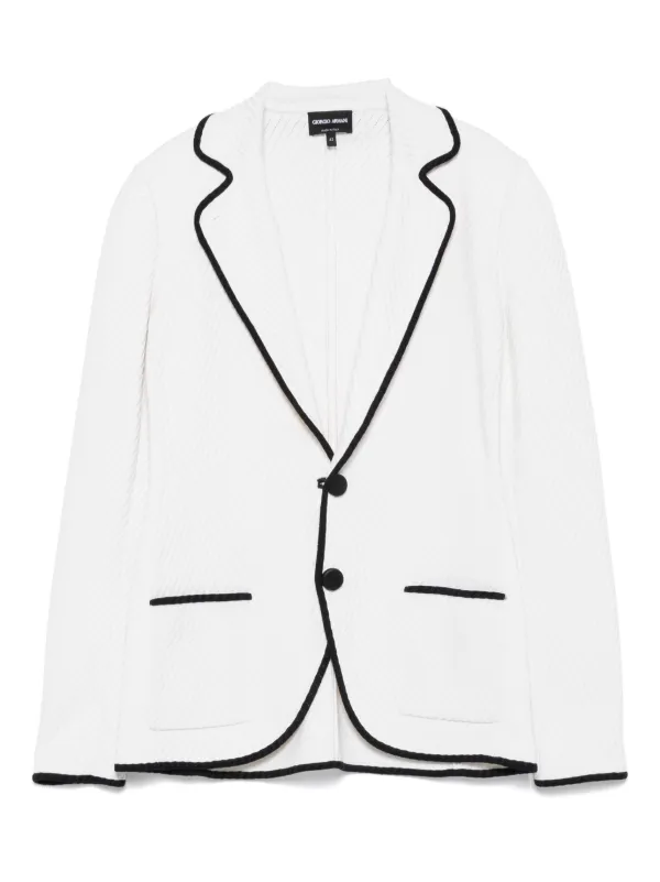 Giorgio Armani Ribbed-trim Blazer in White