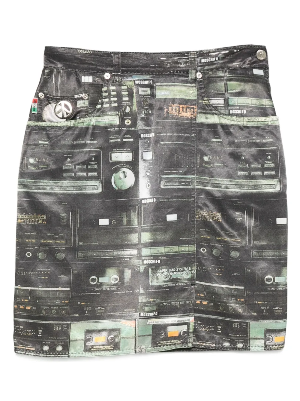 2000s cassette-tape print skirt