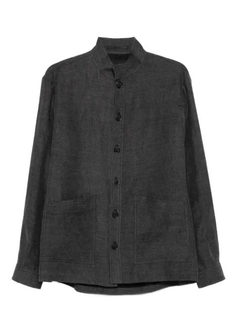 Giorgio Armani band-collar patch-pocket jacket