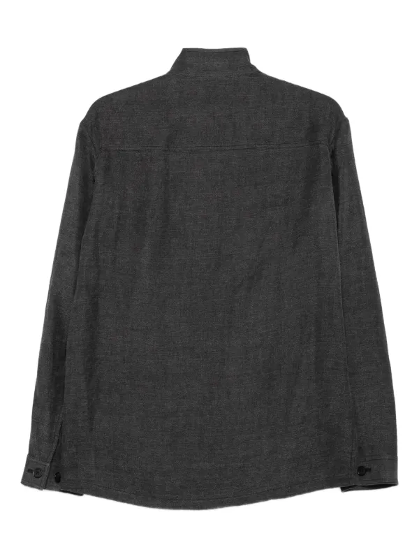 Giorgio Armani band-collar patch-pocket Jacket | Grey | FARFETCH