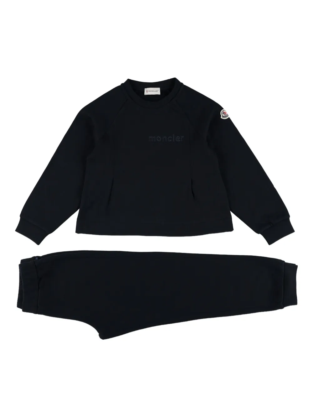 Moncler Enfant logo-embroidered tracksuit set Zwart