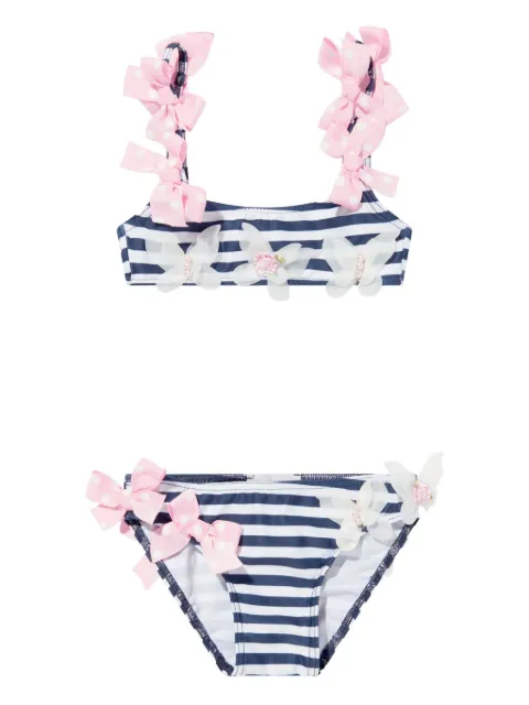 SELINIACTION KIDS bow-embellished striped bikini