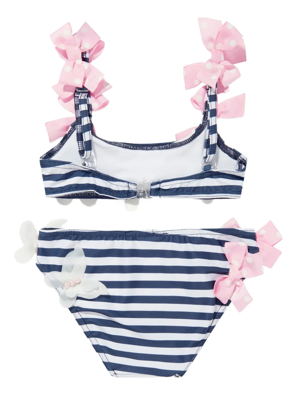 SELINIACTION KIDS Gestreepte bikini verfraaid met strik Blauw