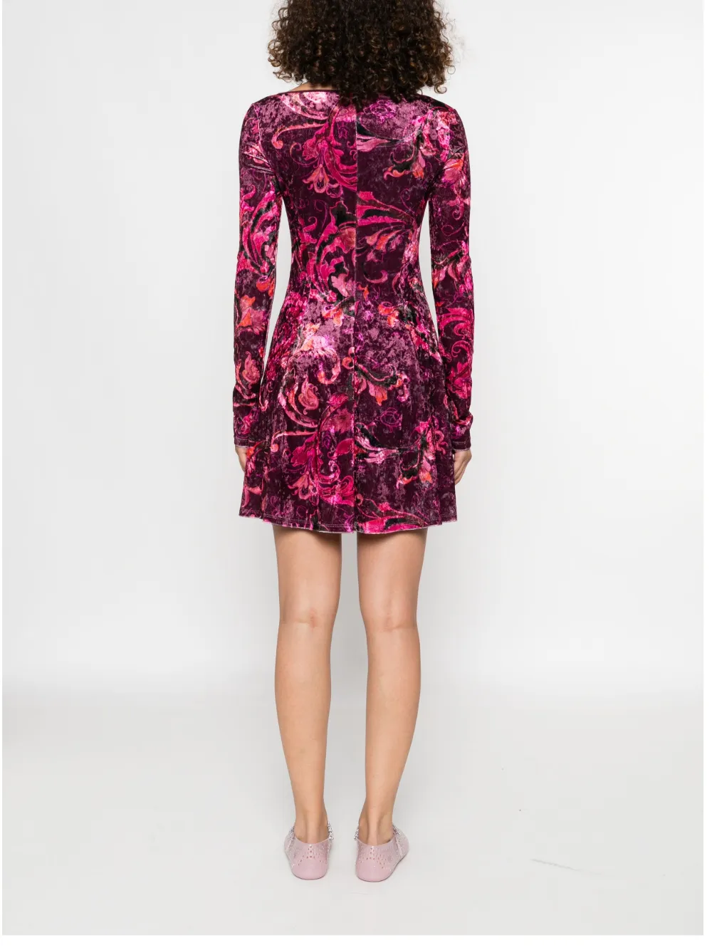 Versace Jeans Couture floral-print velvet mini dress Rood