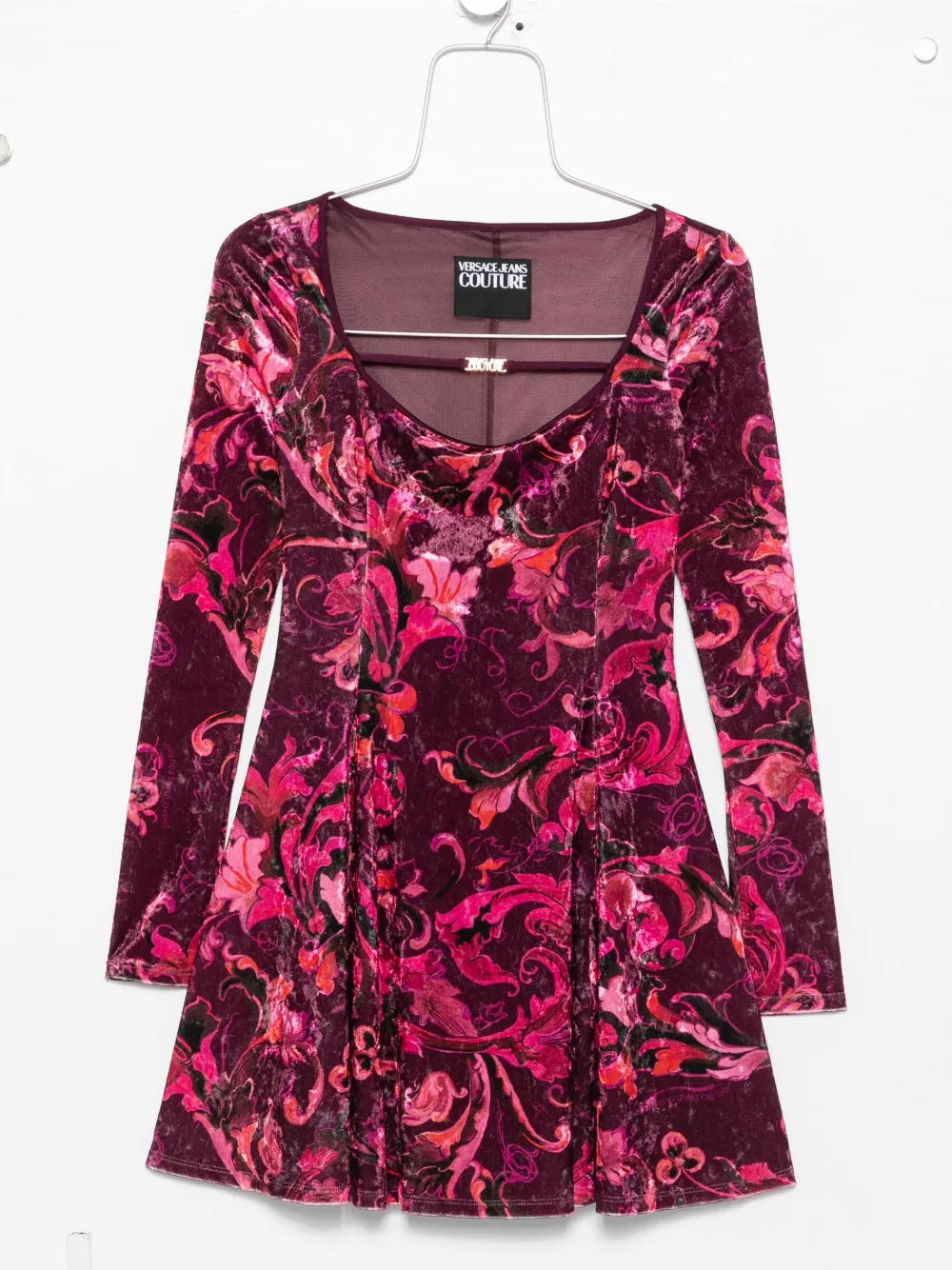 Versace Jeans Couture floral-print velvet mini dress Rood