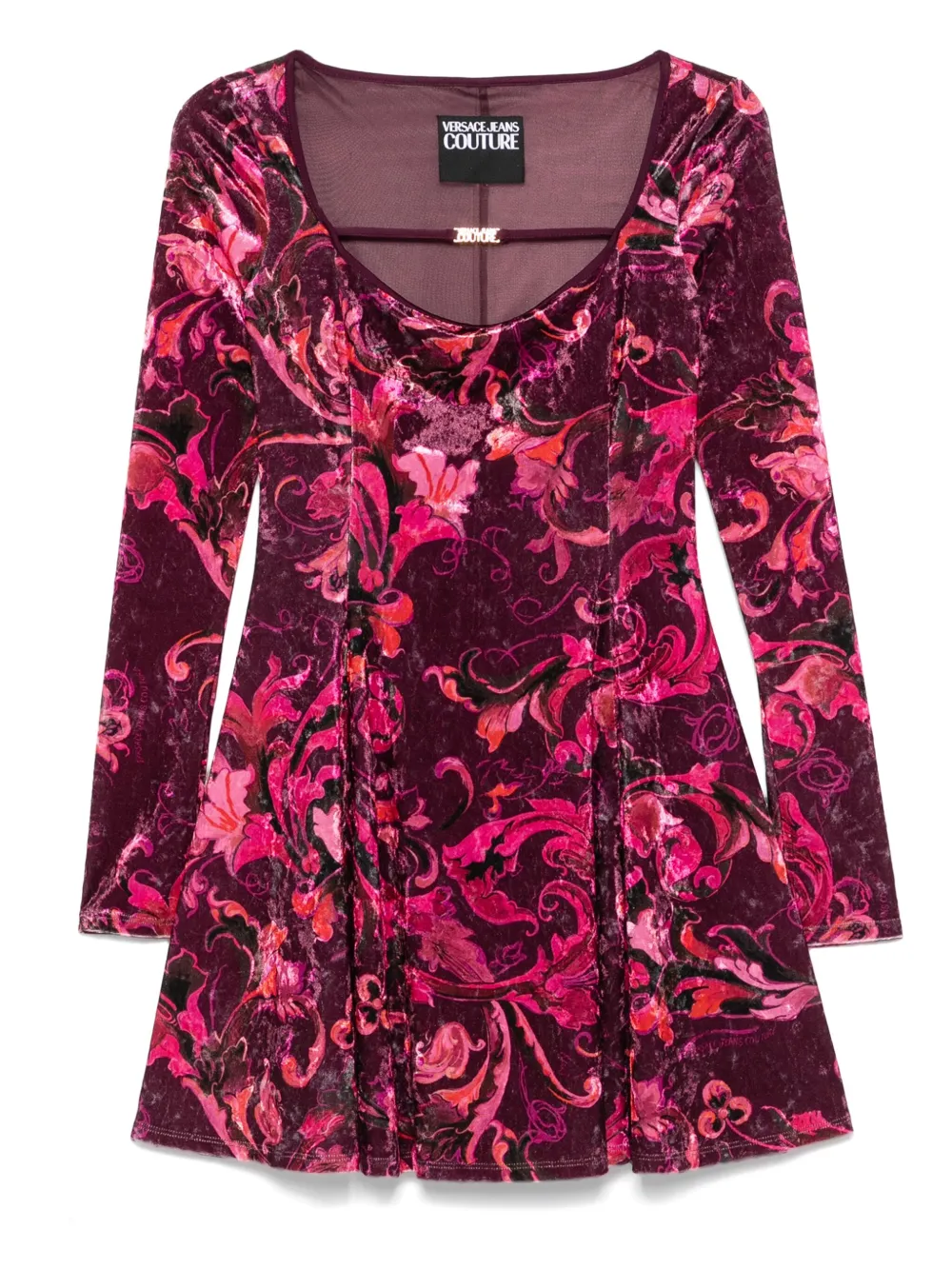 Versace Jeans Couture floral-print velvet mini dress Rood