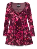 Versace Jeans Couture floral-print velvet mini dress - Red