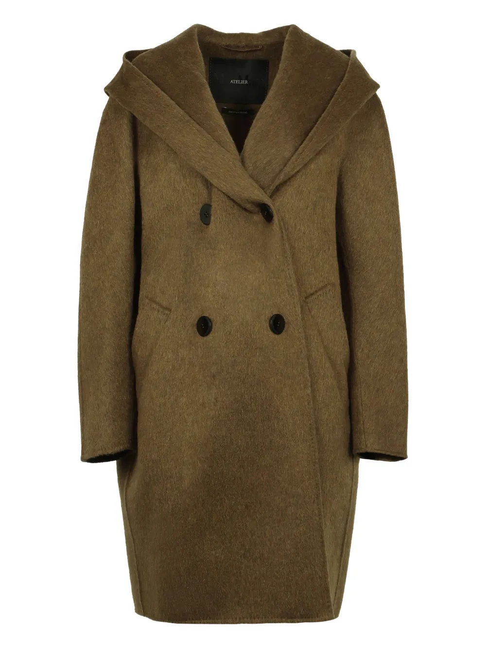 Max Mara hooded double-breasted coat Bruin