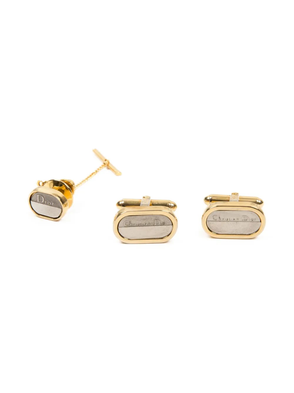 Christian Dior Pre-Owned set de mancuernillas con logo grabado 1990 | dorado | Image 1