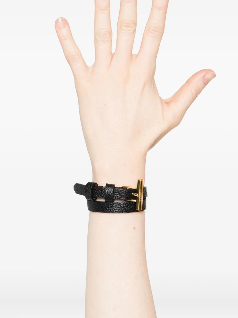Alexander McQueen leather double-wrap bracelet - Zwart