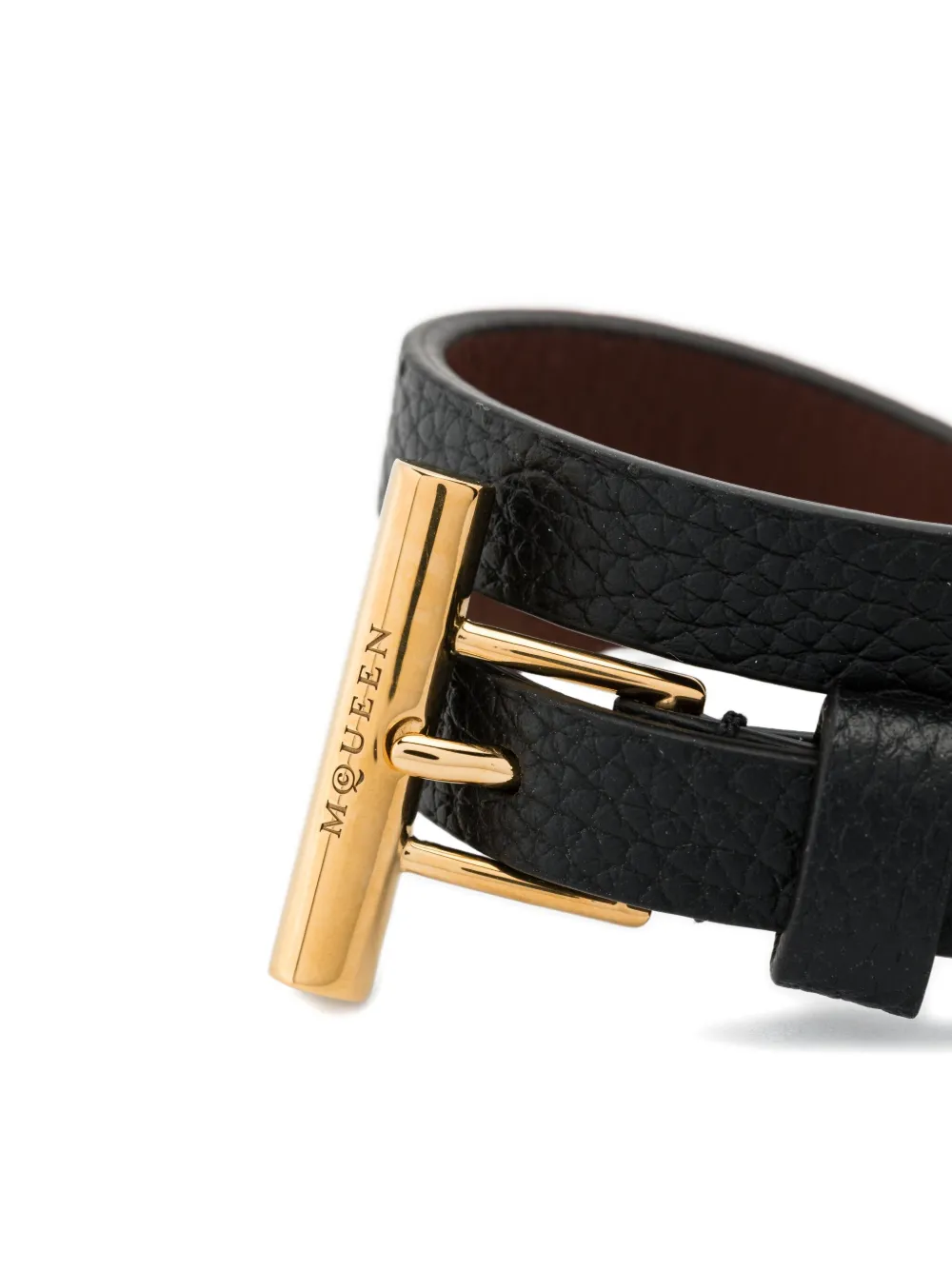 Alexander Mcqueen Leather Double-wrap Bracelet In Gold