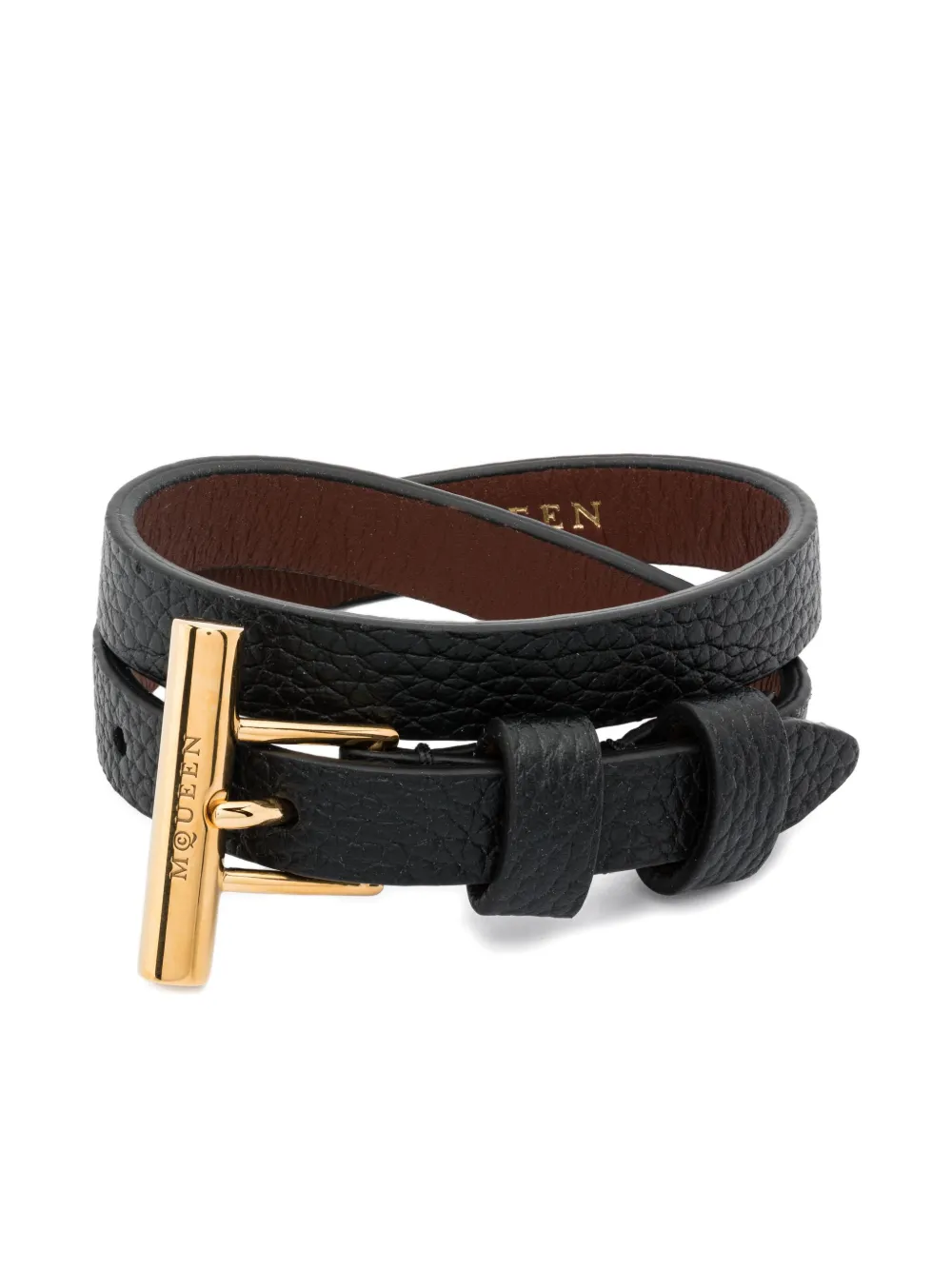 Alexander McQueen leather double-wrap bracelet | Black | Image 1