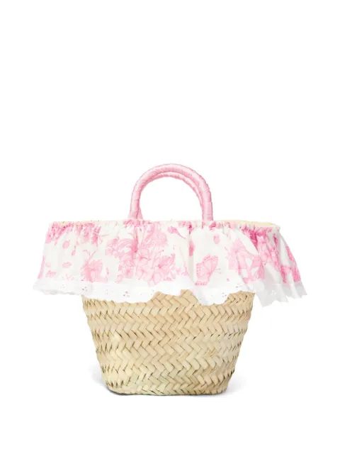 SELINIACTION KIDS floral-print ruffled straw bag