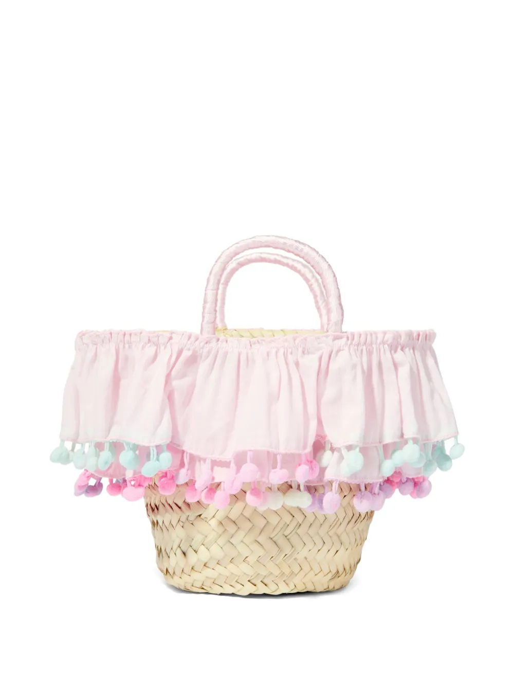 SELINIACTION KIDS ruffled pompom straw bag | Beach Bags | Image 2