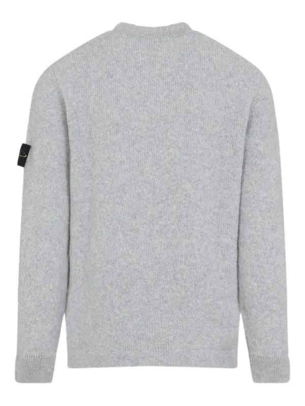 Stone  ライトグレー ニット M Stone Island Ribbed crew-neck Sweater | Grey | FARFETCH