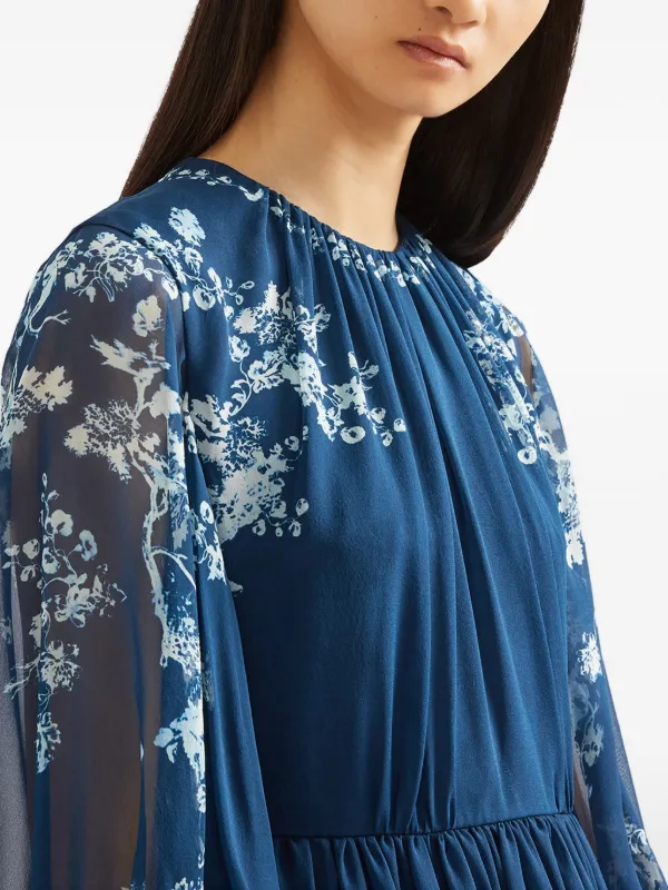 erdem long dress Draped floral satin cocktail dress in white - Erdem