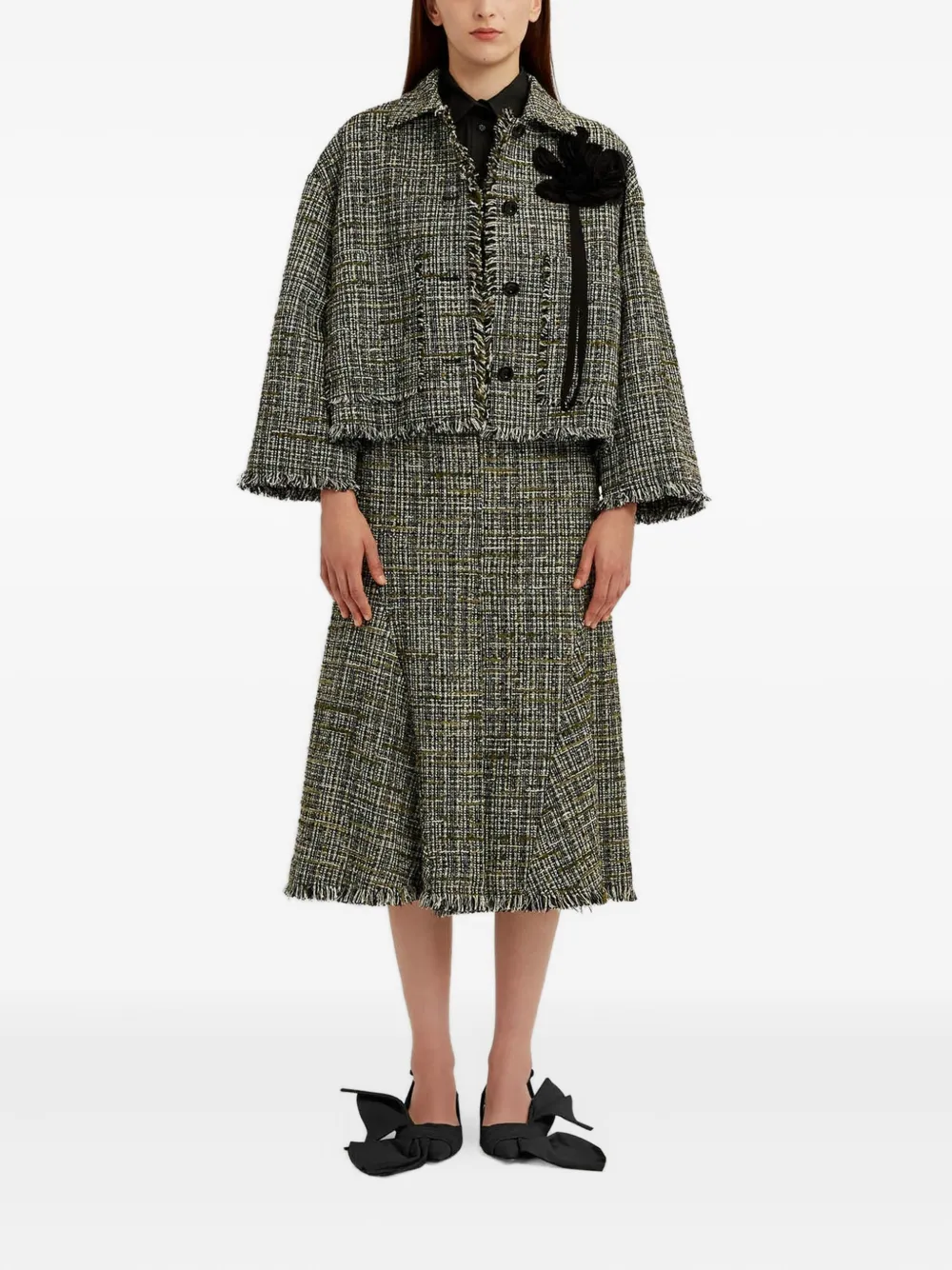ERDEM Tweed midi-kokerrok Groen
