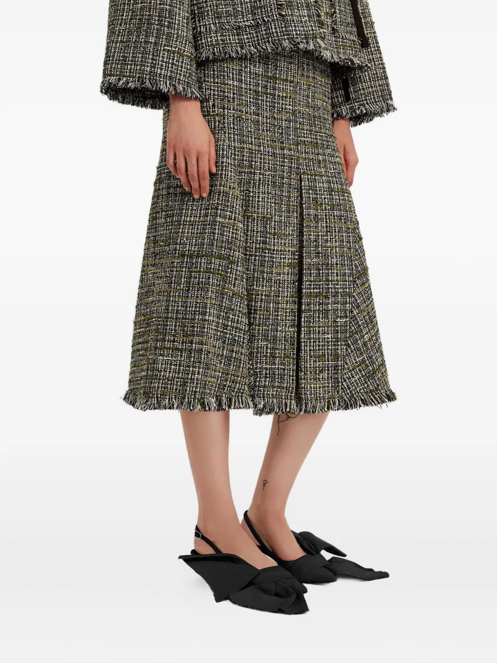 ERDEM Tweed midi-kokerrok Groen