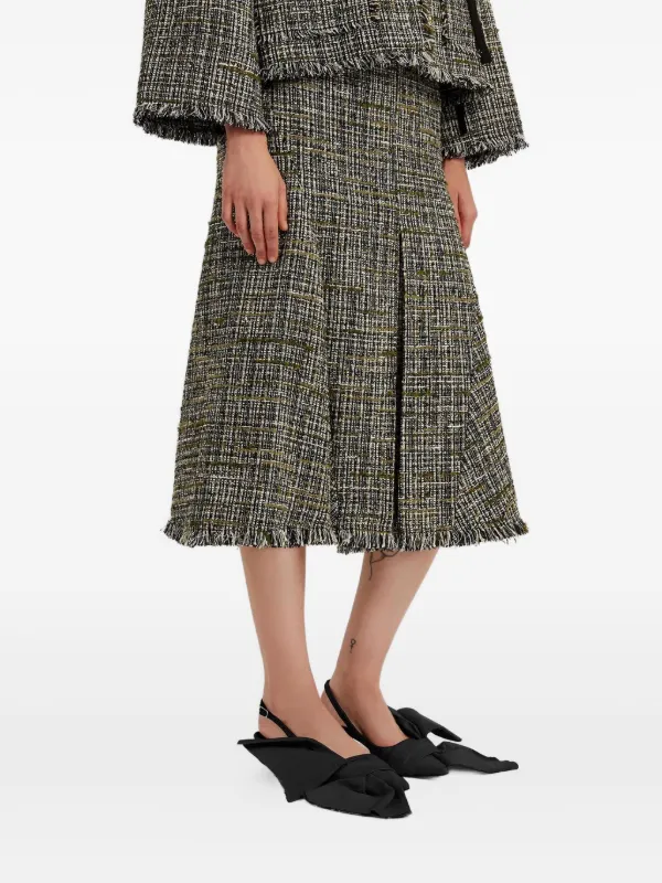 ERDEM Jupe Crayon mi-longue En Tweed Vert FARFETCH FR