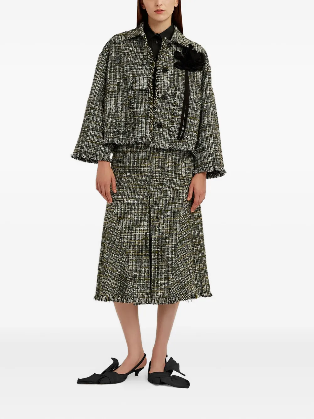 ERDEM Tweed midi-kokerrok Groen