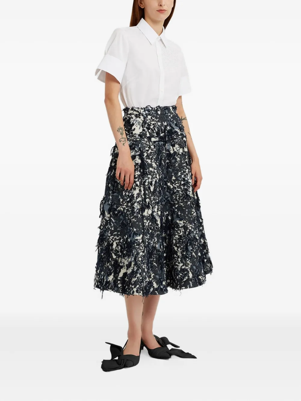 ERDEM Midi-rok met franje Blauw