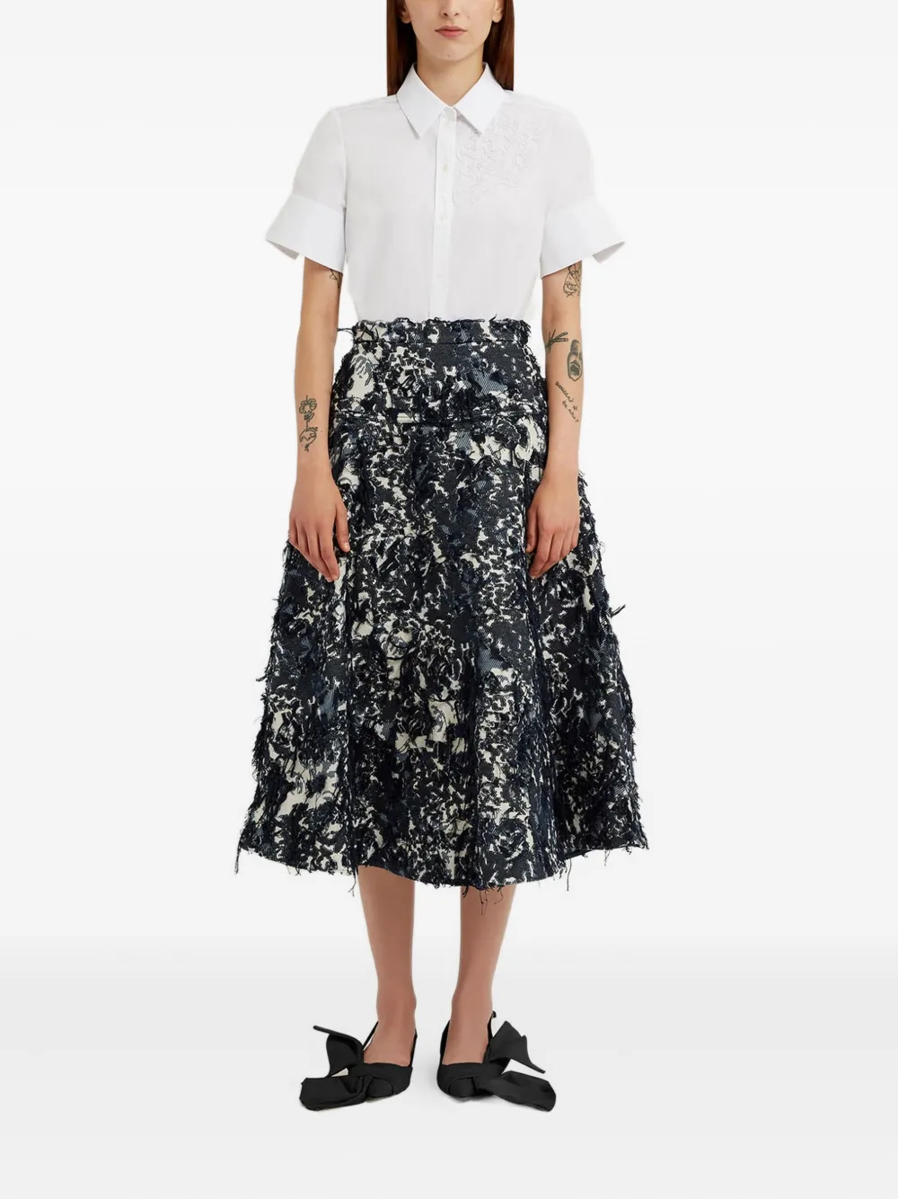 ERDEM Midi-rok met franje Blauw