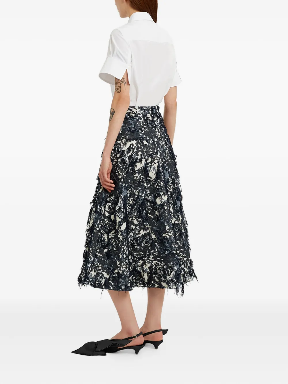 ERDEM Midi-rok met franje Blauw