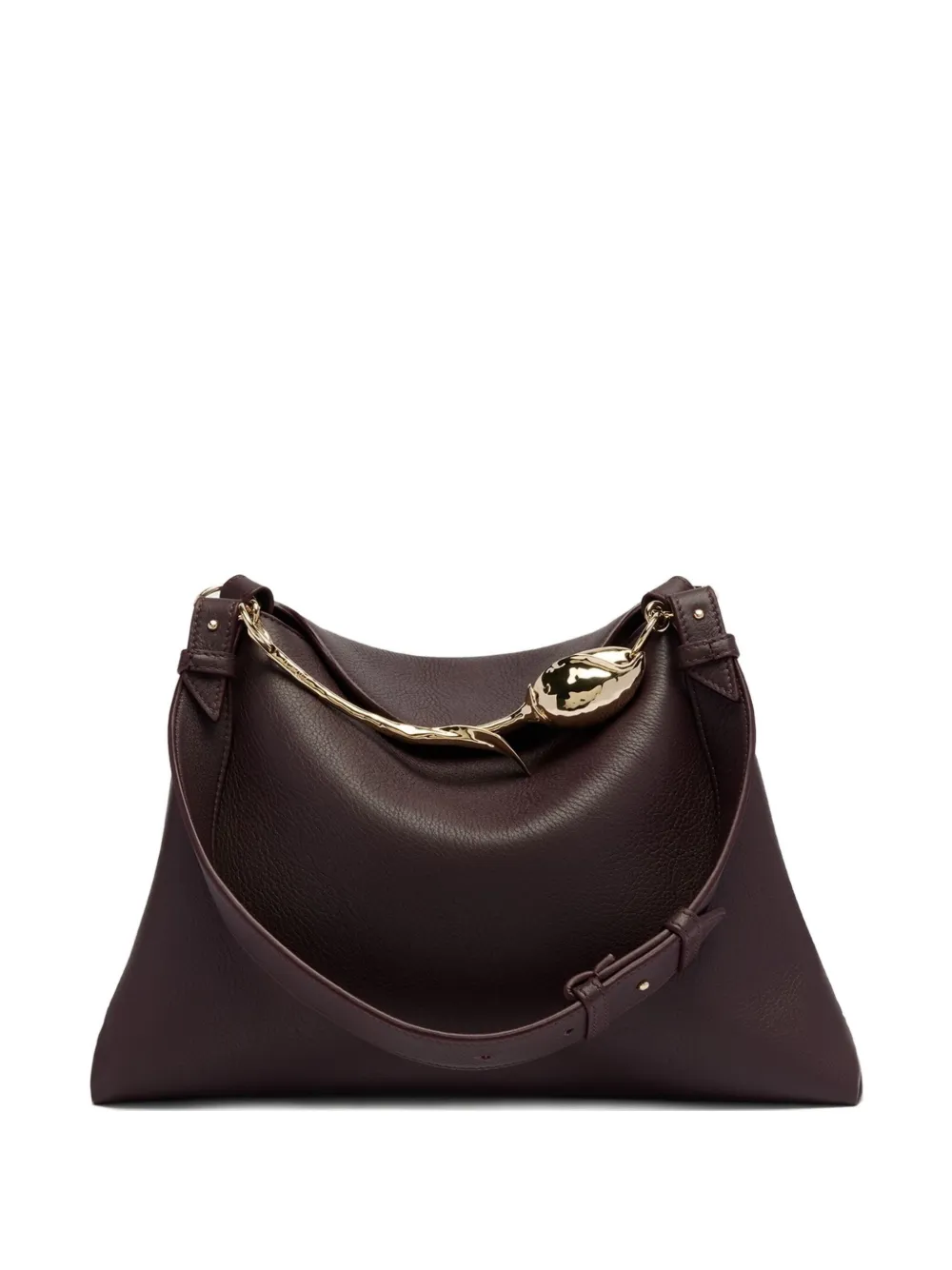 ERDEM Midi Bloom leren shopper met handvat Bruin