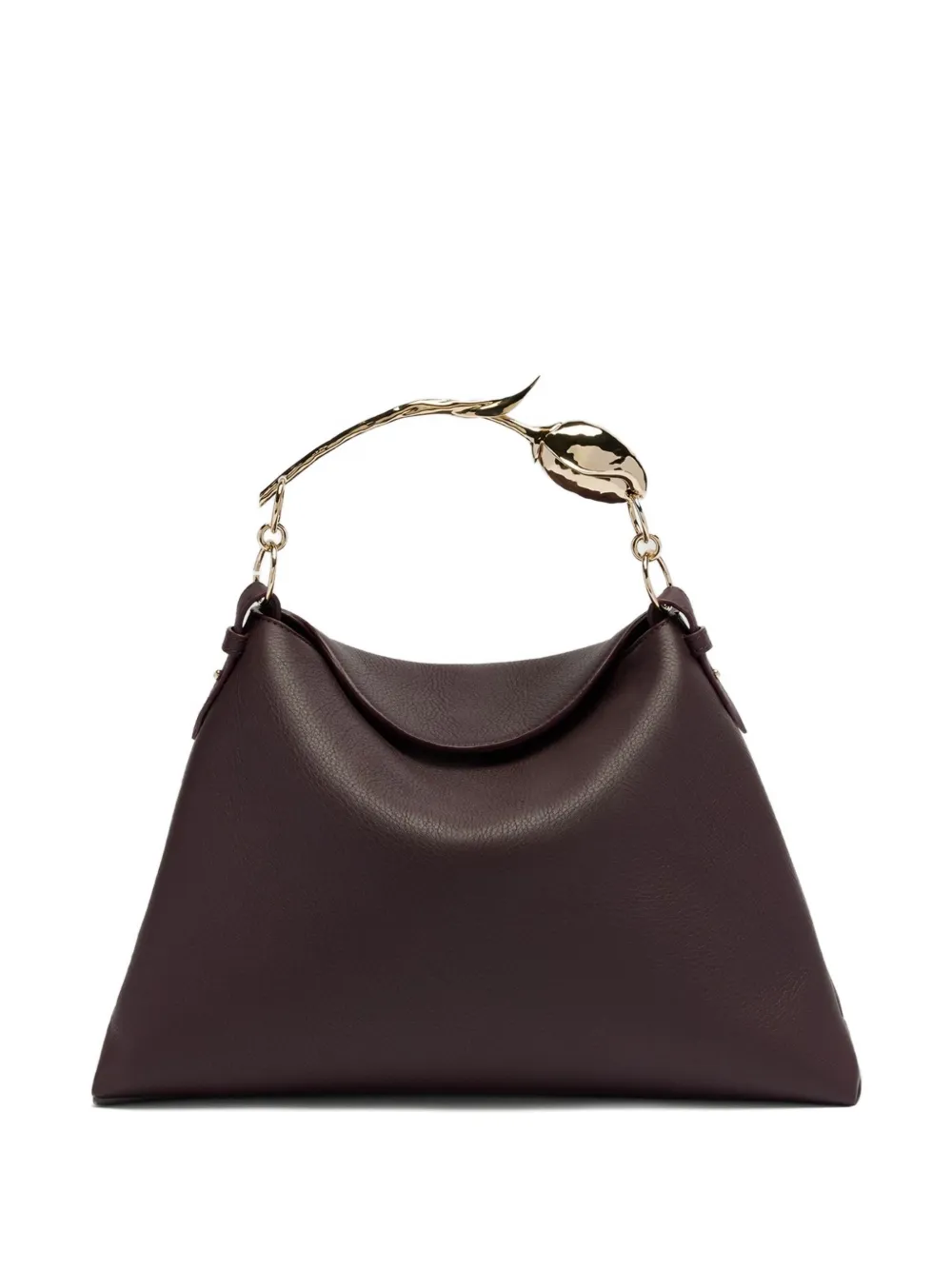 ERDEM Midi Bloom leren shopper met handvat Bruin