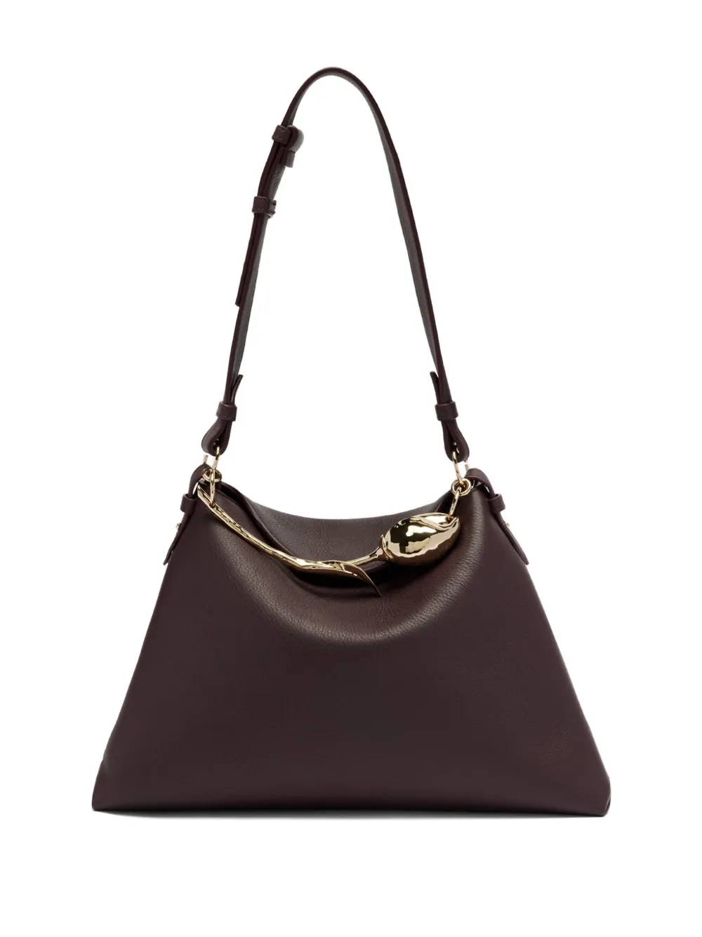 ERDEM Midi Bloom leren shopper met handvat Bruin