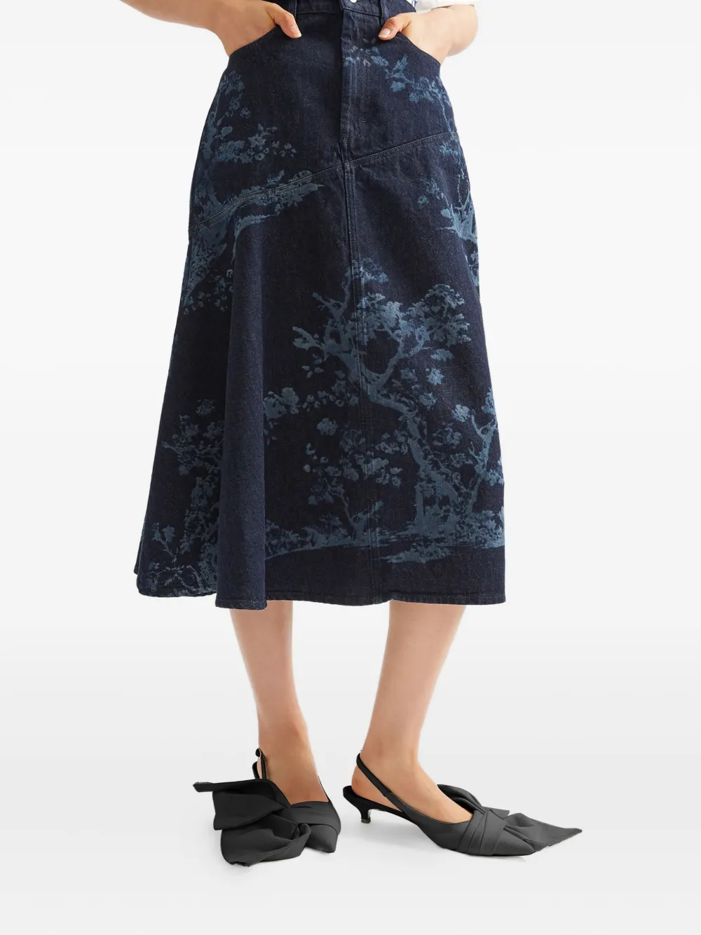 ERDEM Midi-rok met boomprint Blauw
