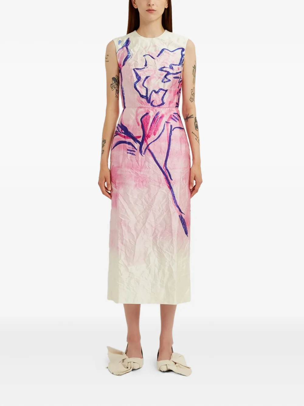 ERDEM Midi-jurk met bloemenprint Roze