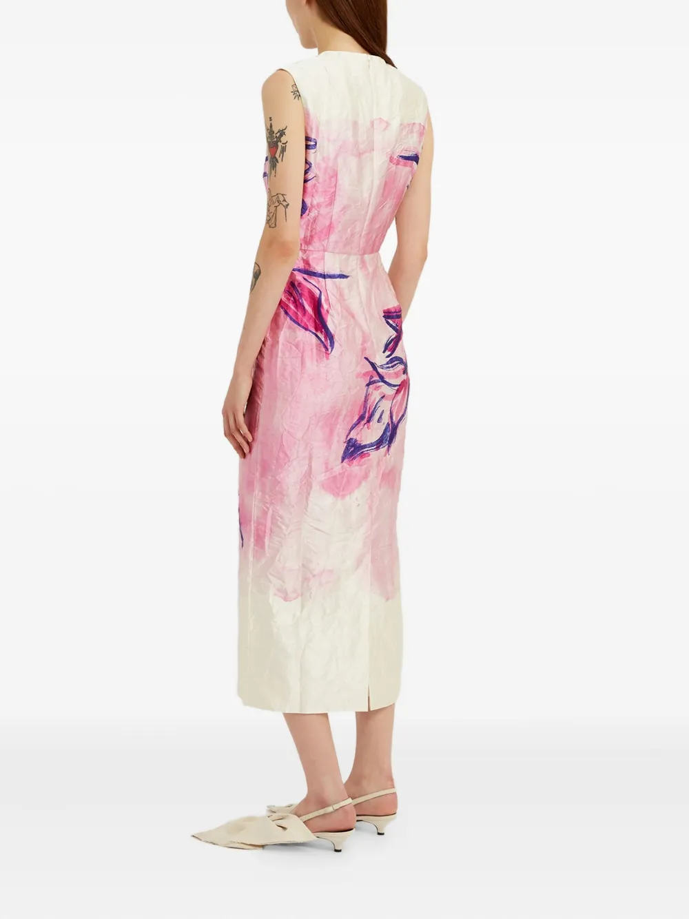 ERDEM Midi-jurk met bloemenprint Roze