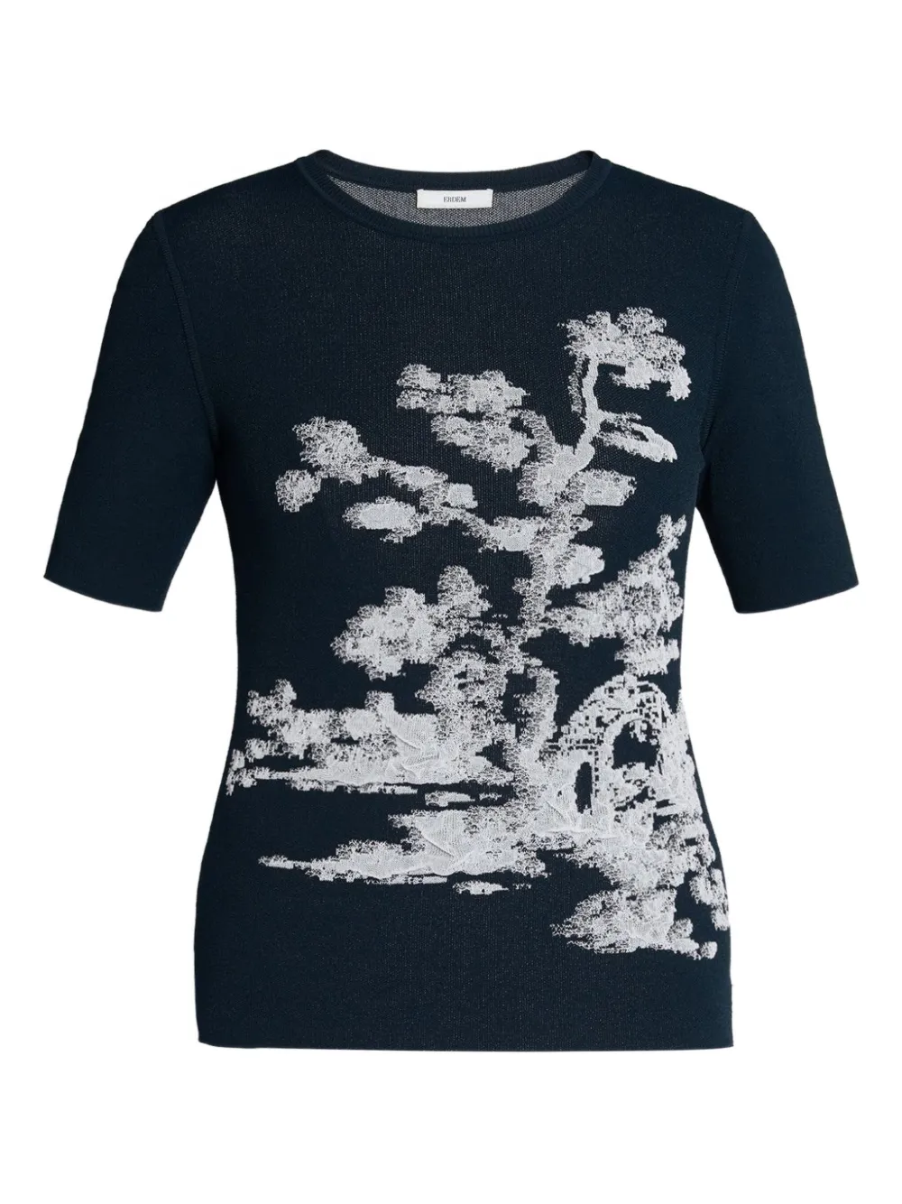 ERDEM Top met jacquard en korte mouwen Blauw