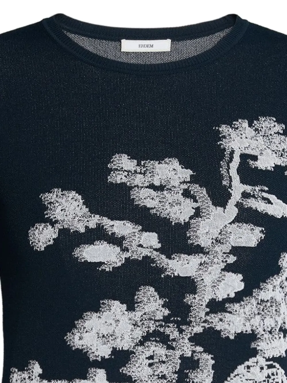 ERDEM Top met jacquard en korte mouwen Blauw