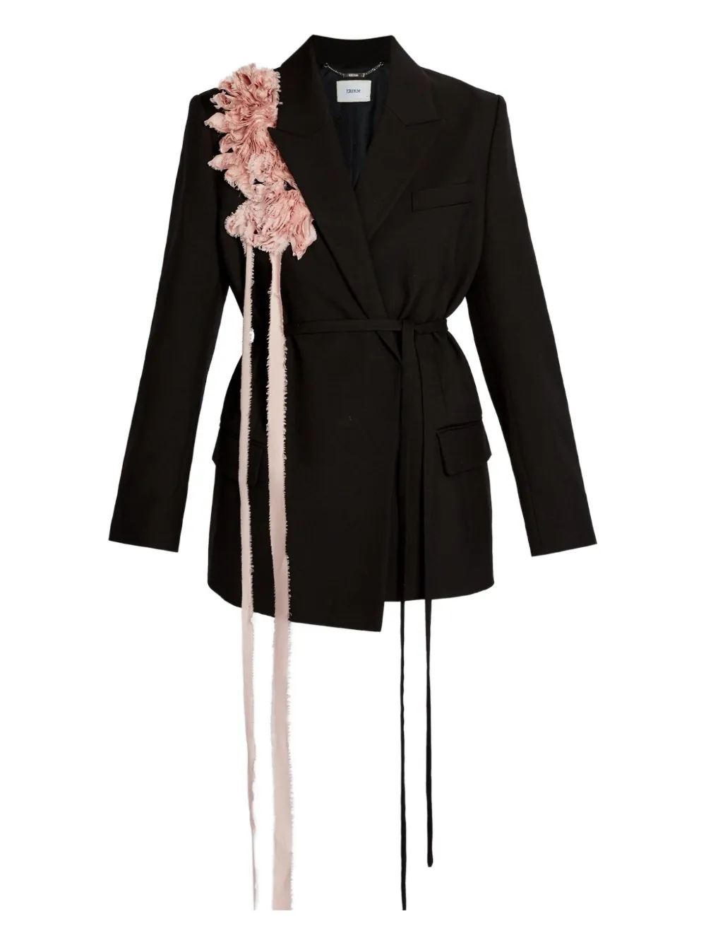 ERDEM rose-embellished belted blazer | Black | Image 1