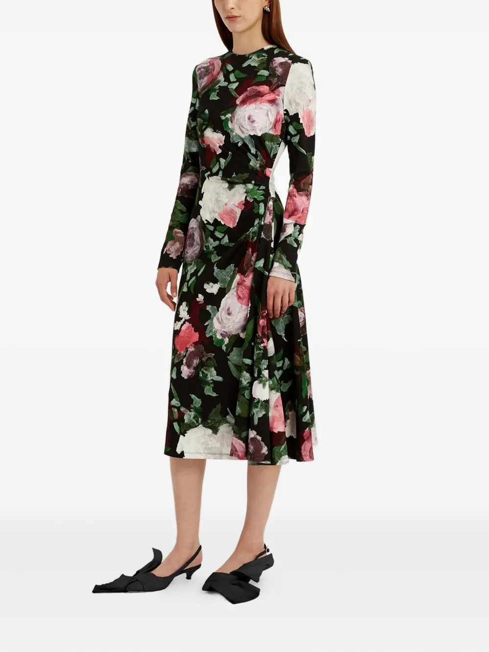 ERDEM Gedrapeerde midi-jurk Zwart