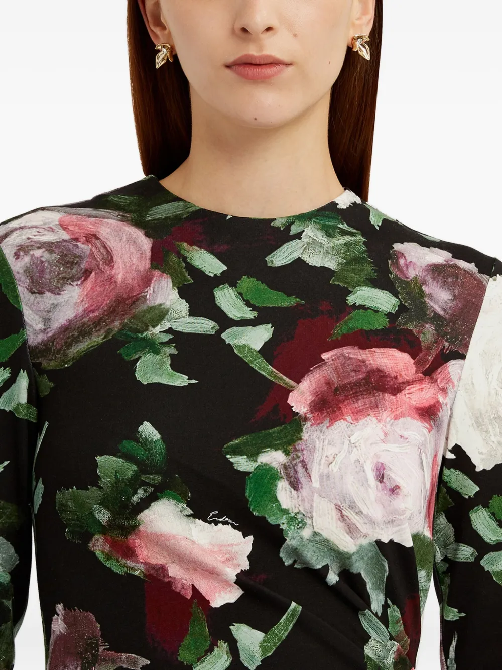 ERDEM Gedrapeerde midi-jurk Zwart