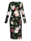 ERDEM long-sleeved draped midi dress - Black