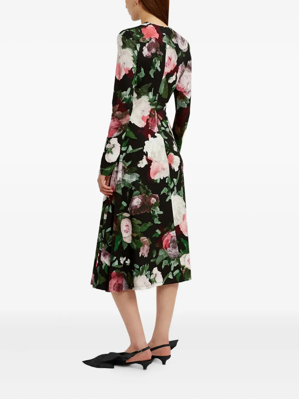 ERDEM Gedrapeerde midi-jurk Zwart