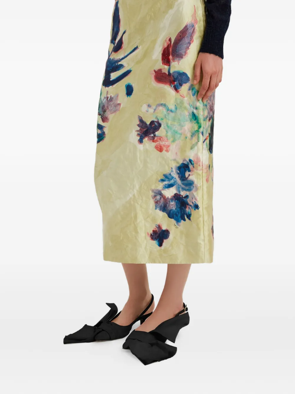 ERDEM Midi-jurk met bloemenprint Geel