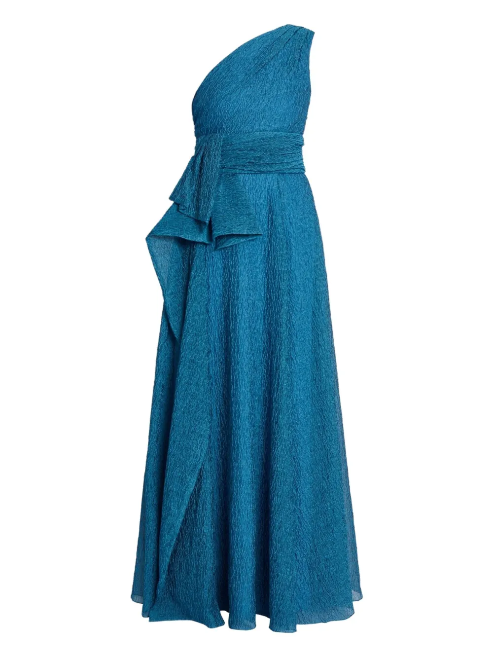 Erdem One-shoulder Crinkled Gown In Blue