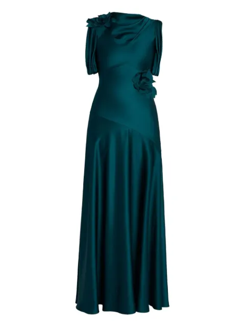 ERDEM flower-appliqué satin dress