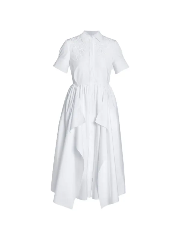 Erdem Embroidered Shirt Dress - White Erdem Embroidered Shirt Dress - White