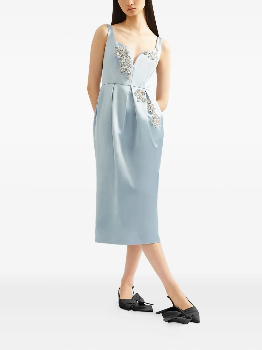 ERDEM Verfraaide midi-jurk - Blauw