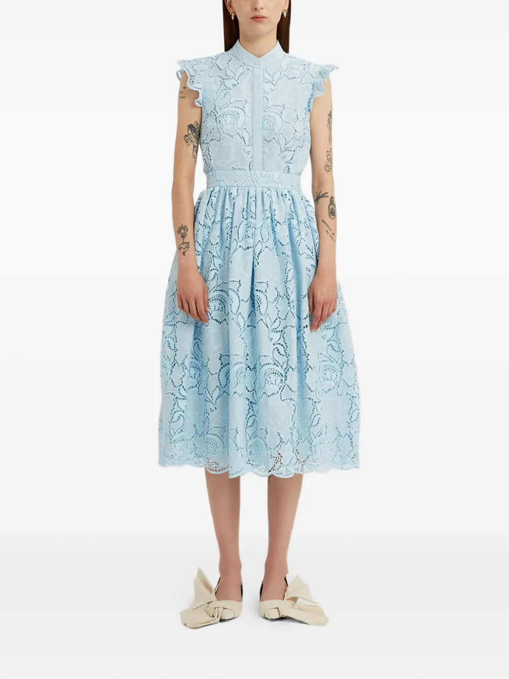 ERDEM Midi-rok met bloemenkant Blauw