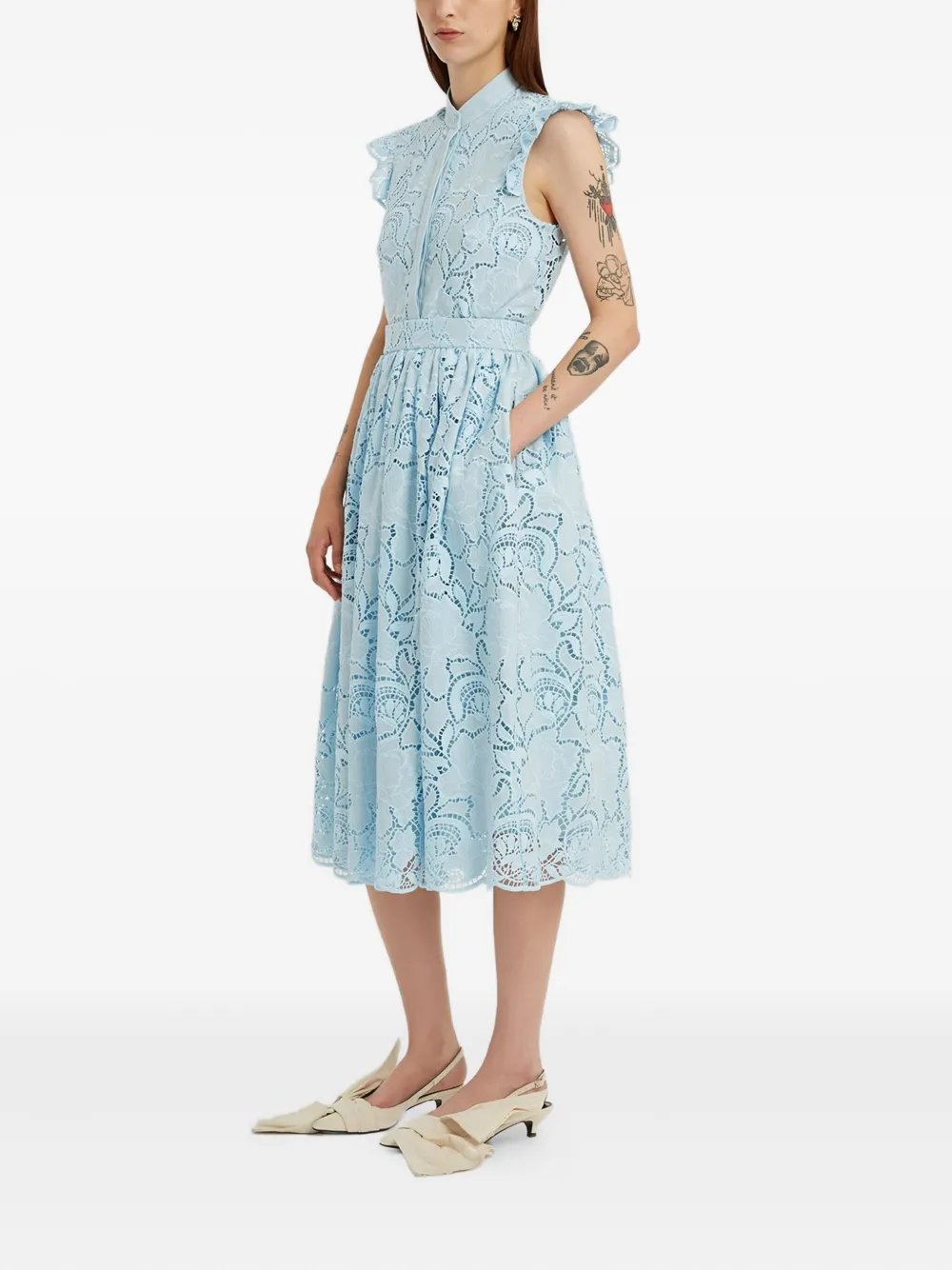 ERDEM Midi-rok met bloemenkant Blauw